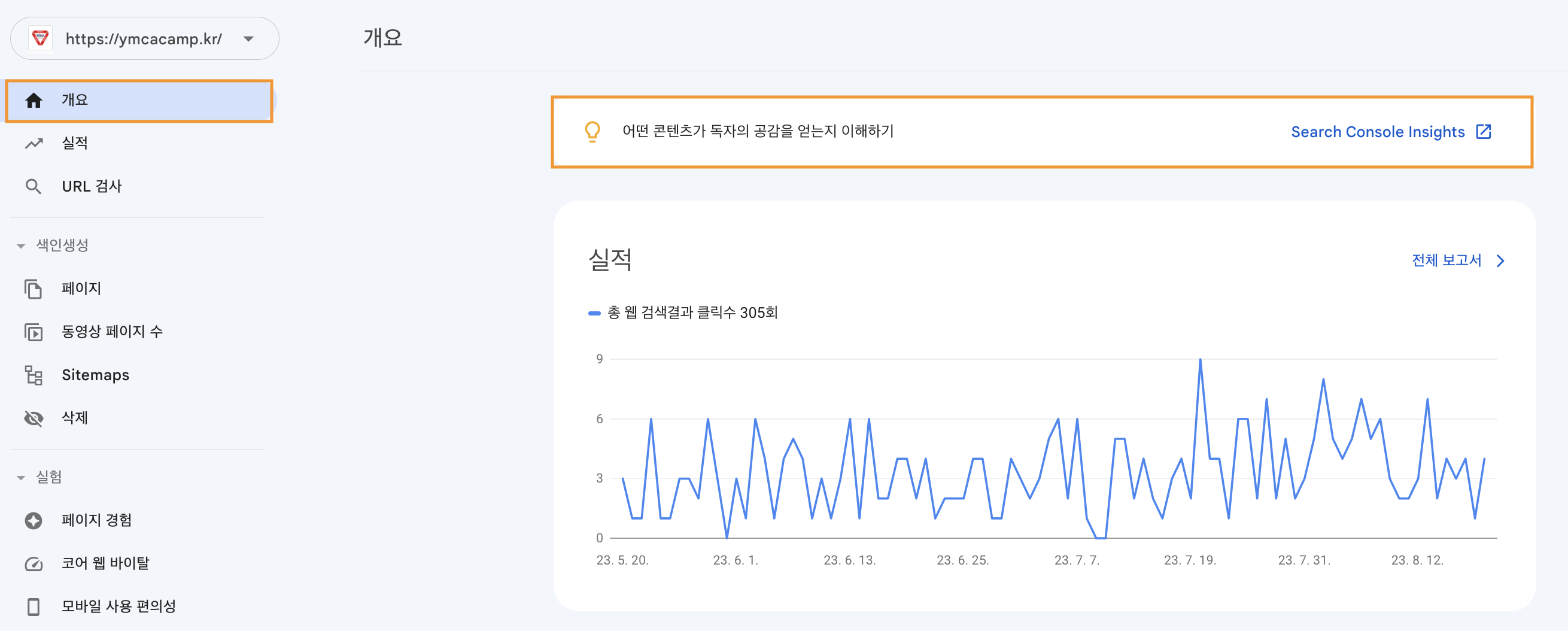 구글서치콘솔-실적및인사이트